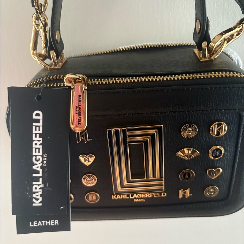 Karl Lagerfeld leather Medium Bag in Black with Gold Details